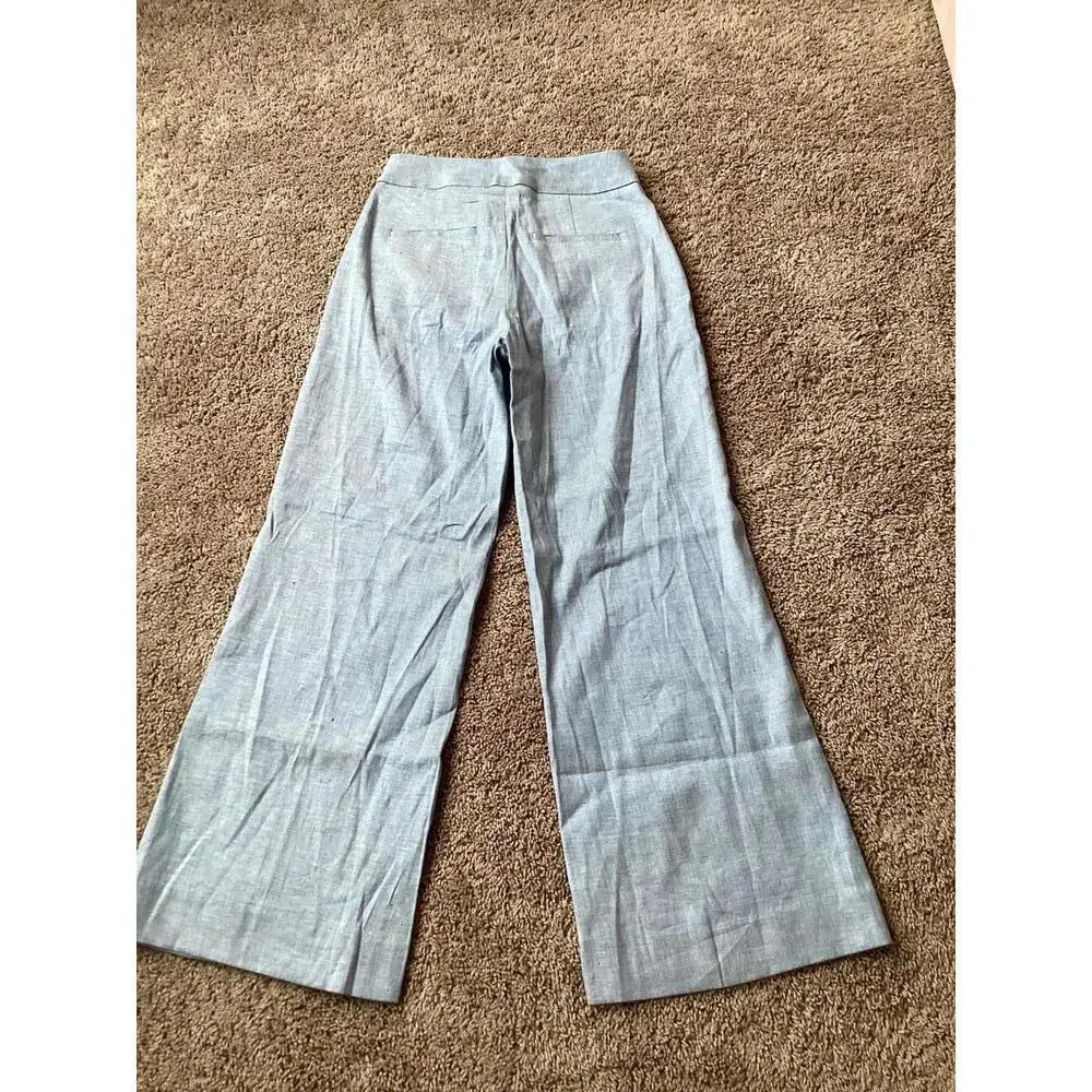 Banana Republic Linen Blend Wide Leg Pants Blue Women’s 0S NWT Summer Casual‎